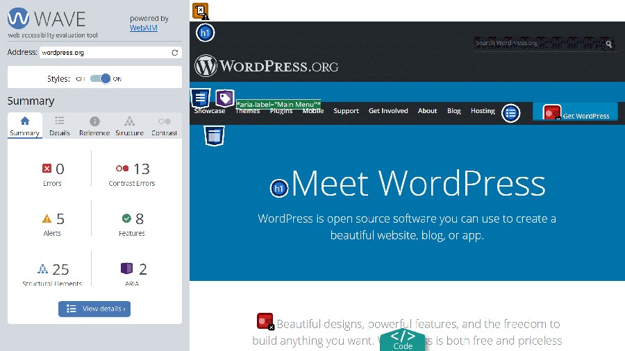 The WAVE Accessibility Tool.
