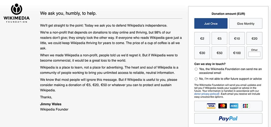 The Wikimedia Foundation website.