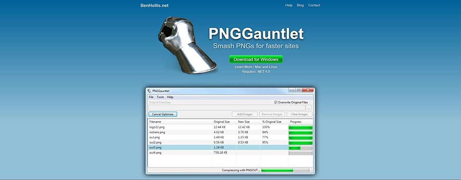 The PNGGauntlet compression tool.